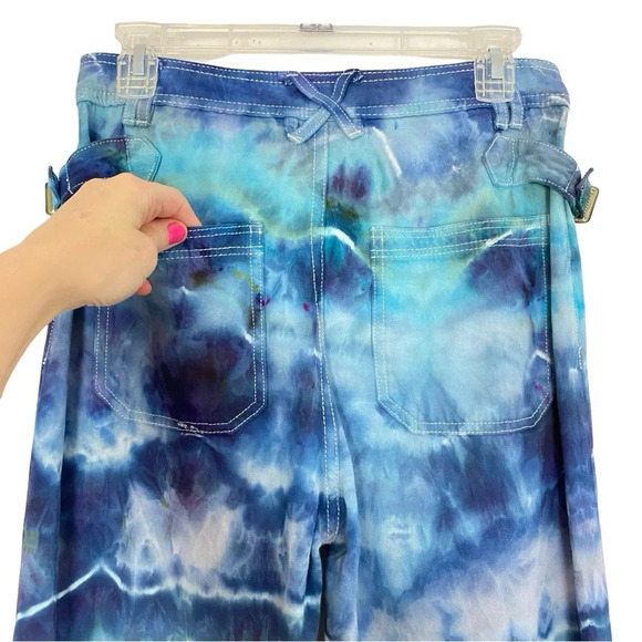 Ulla Johnson Wide Leg Flare Jeans High Rise Womens Size 8 Mixed Blue Ocean Waves - Picture 4 of 16